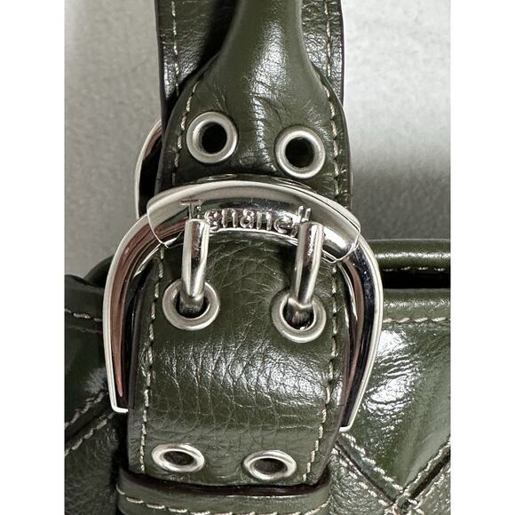 TIGNANELLO Dark Green Patent Pebbled Leather Satchel Bag - Picture 2 of 10